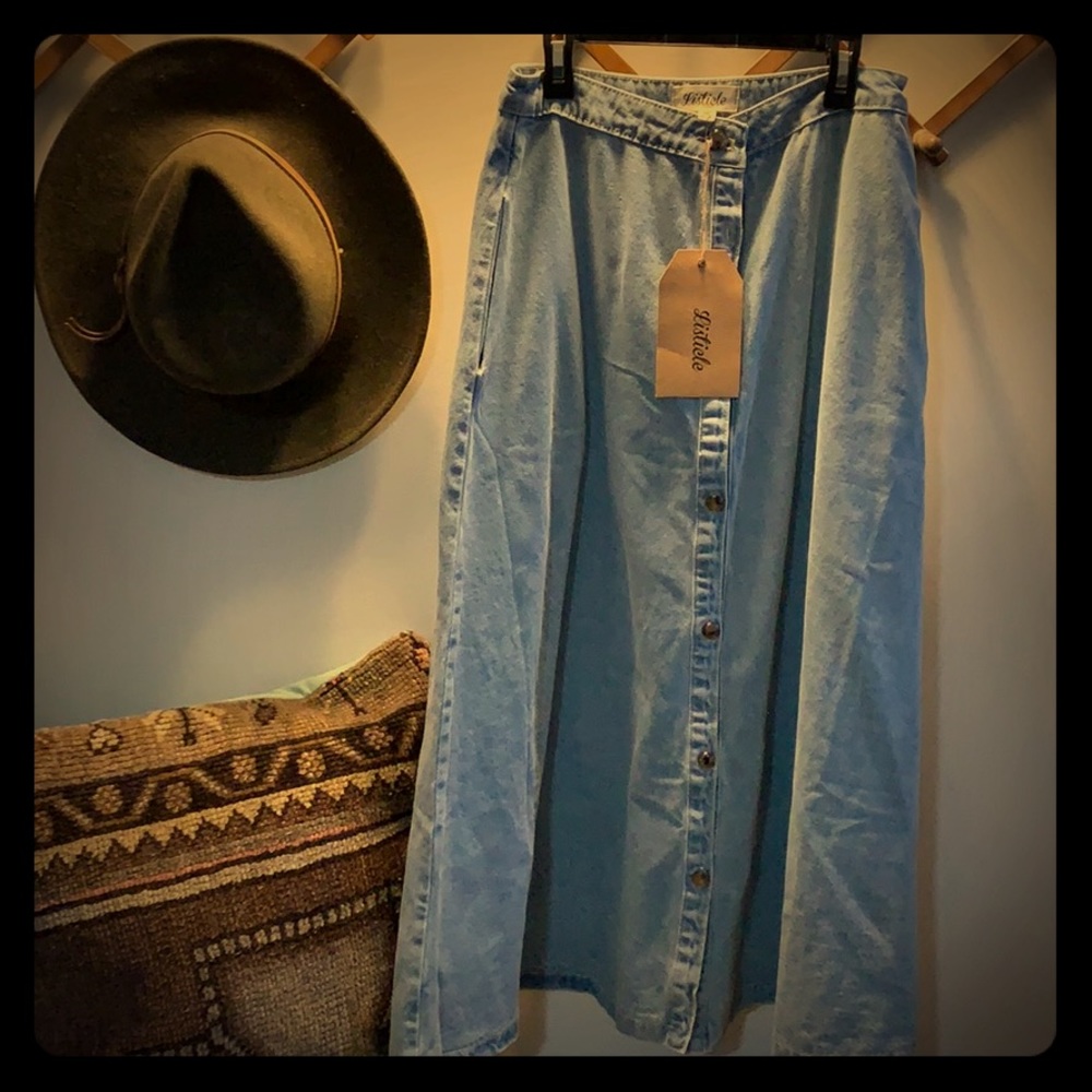 Jean button down skirt